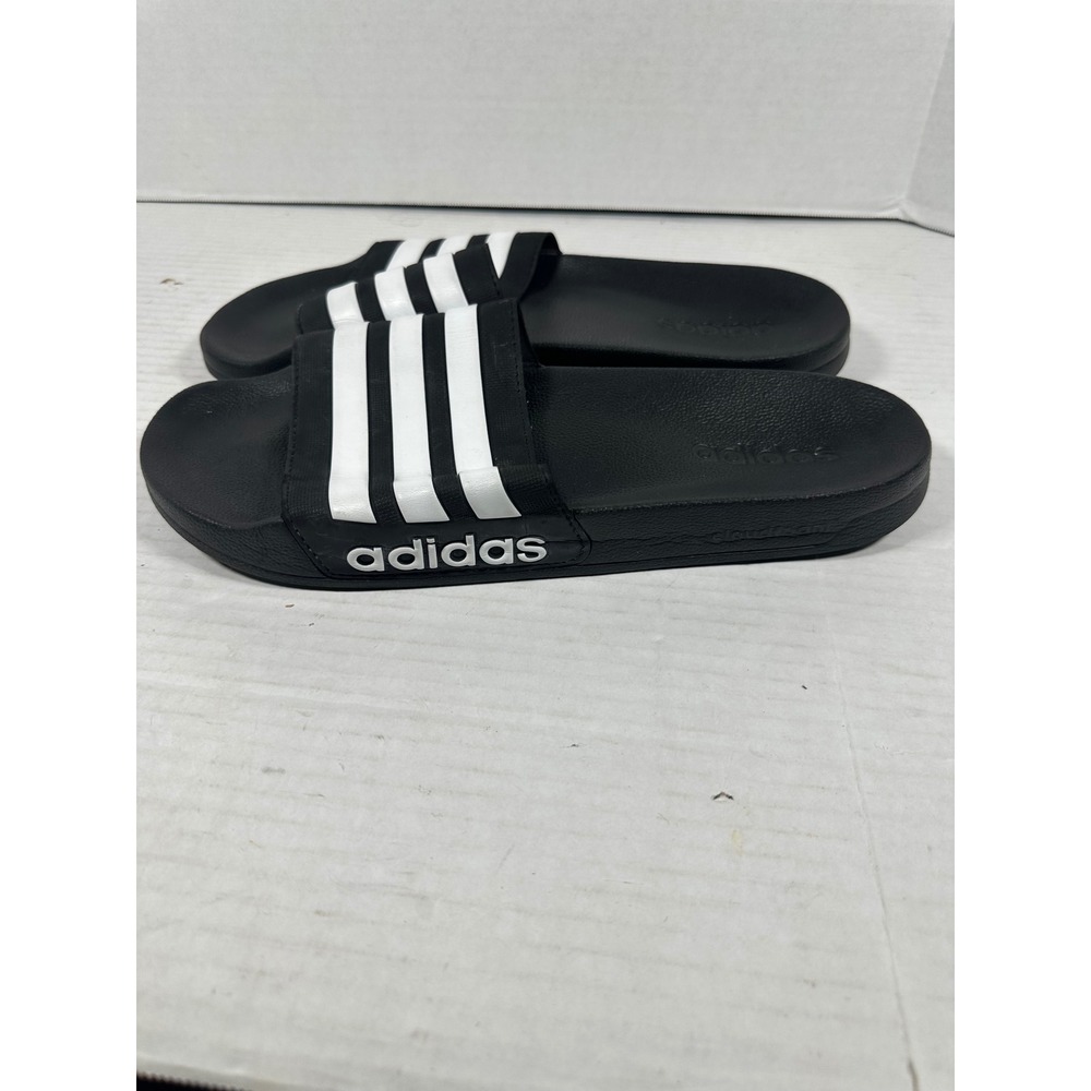 Adidas Adilette Shower Slides Mens 14 Black White GZ5922 Cloudfoam Sandals - Picture 9 of 11